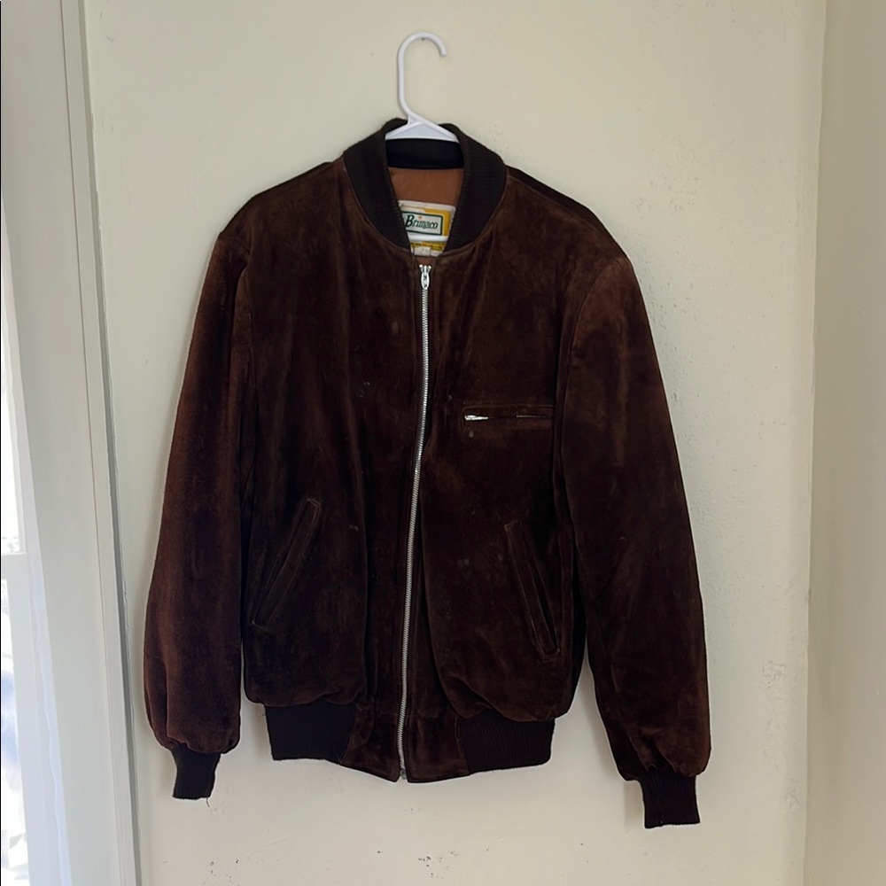 Brown Suede Bomber Jacket